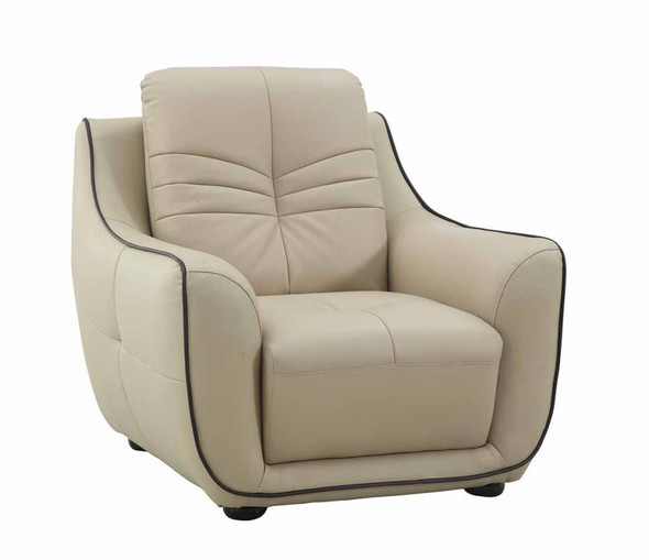 36" Beige Elegant Faux Leather Chair