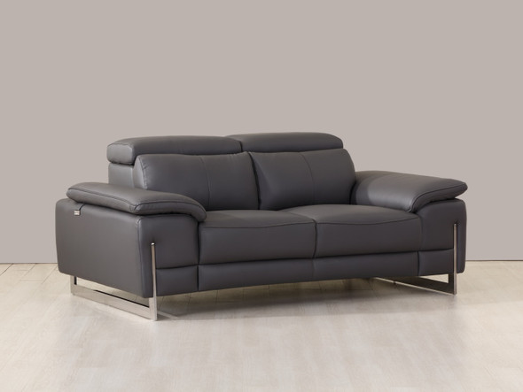 31" Tasteful Dark Grey Leather Loveseat