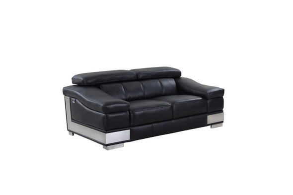 31to 39" Modern Black Leather Loveseat