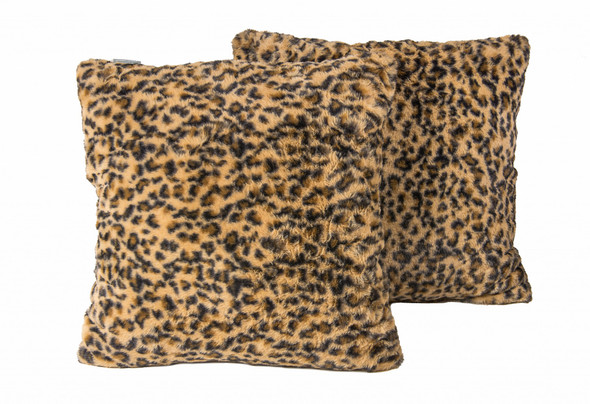18" x 18" x 5" Soft Leopard Faux Fur  Pillow 2 Pack