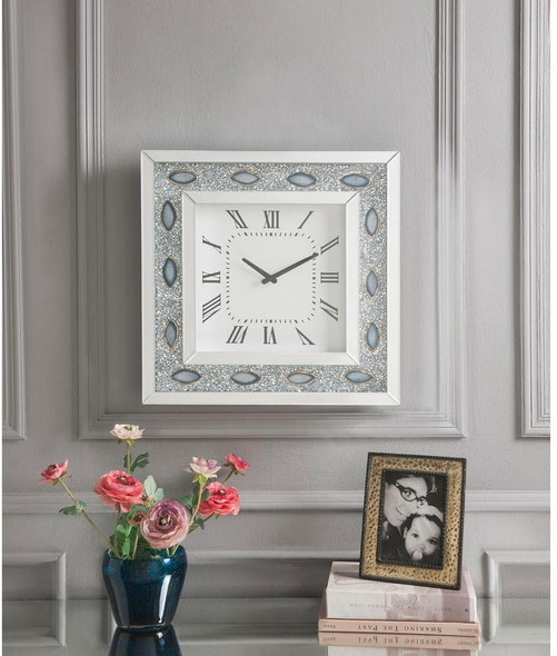 Mirrored Faux Crystal and Agate Wall Clock