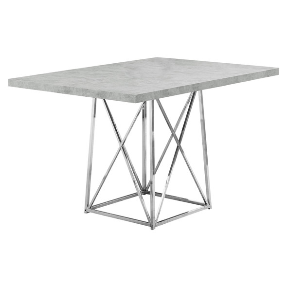 36" x 48" x 31" Grey  Particle Board and Chrome Metal  Dining Table