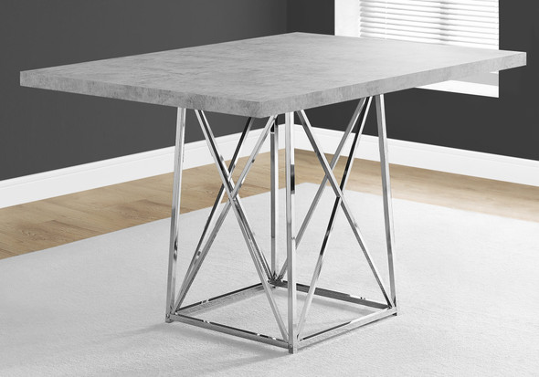 36" x 48" x 31" Grey  Particle Board and Chrome Metal  Dining Table