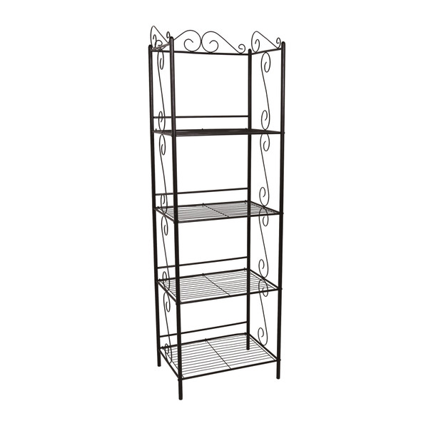 15.25" x 22" x 70" Brown Metal Shelf  Bookcase