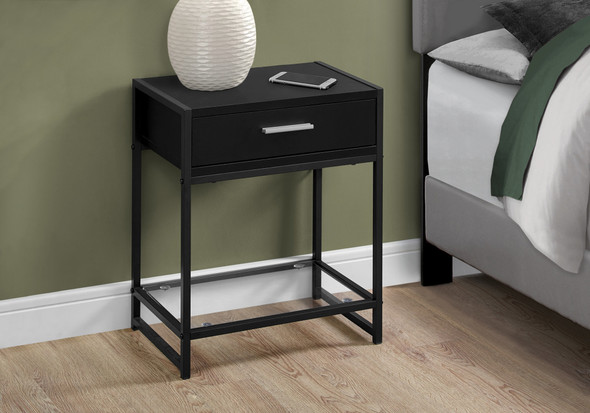 12" x 18" x 22" BlackwithBlack Metal  Tempered Glass  Accent Table