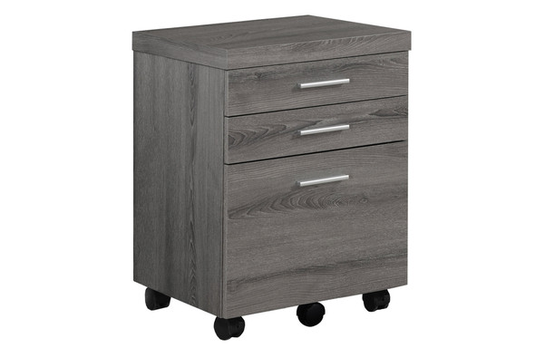 17.75" x 18.25" x 25.25" Dark Taupe Black Particle Board 3 Drawers  Filing Cabinet