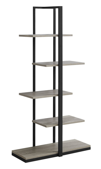 13" x 32" x 60" Dark Taupe  Black  Mdf  Metal   Bookshelf