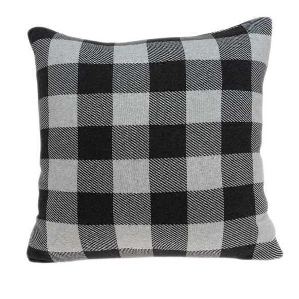 Square Buffalo Check Gray Accent Pillow