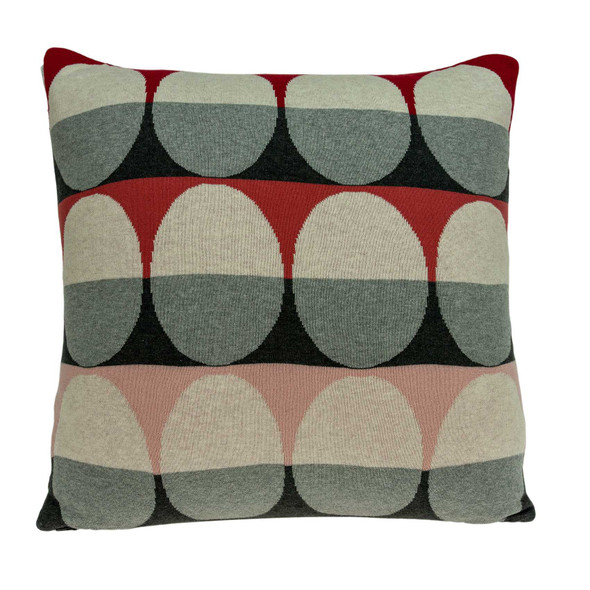 20" x 7" x 20" Transitional Gray And Red Pillow Cover With Poly Insert