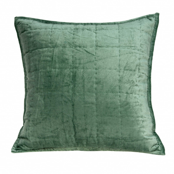 20" x 7" x 20" Transitional Green Solid Quilted Pillow Cover With Poly Insert