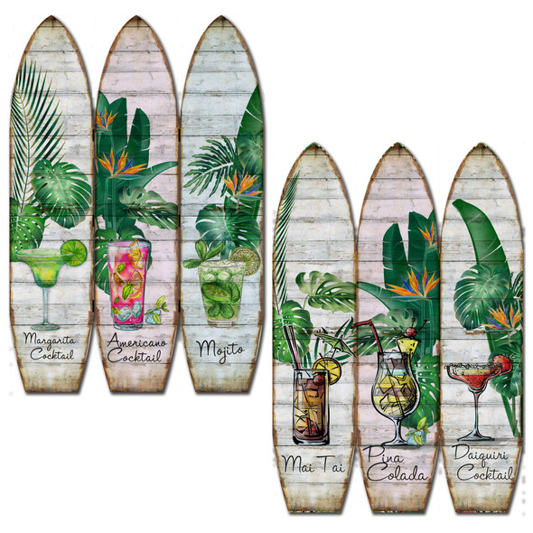 47" x 1" x 71" Multicolor Wood Surfboard  Screen