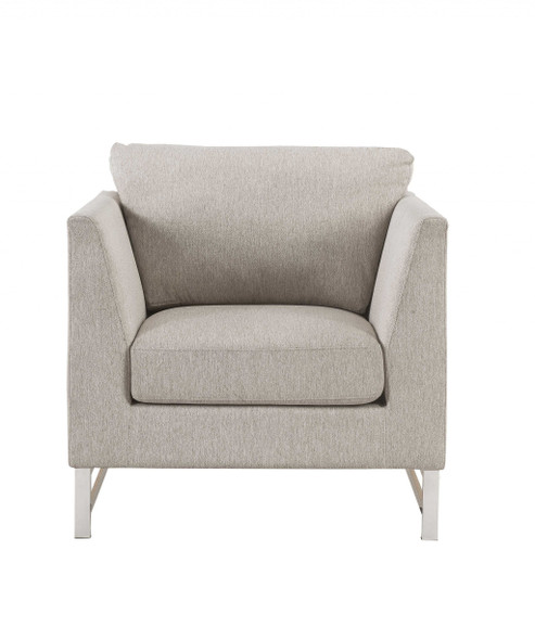 35" X 38" X 36" Beige Linen Upholstery Metal Leg Chair