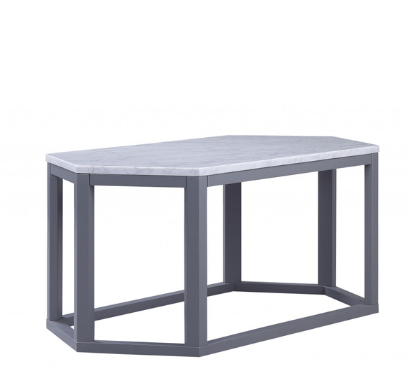 20" X 40" X 18" Gray Marble Wood Coffee Table