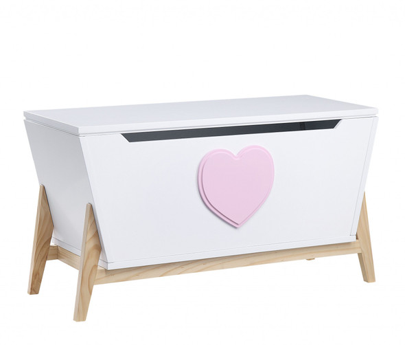 16" X 37" X 20" White Pink Wood Youth Chest