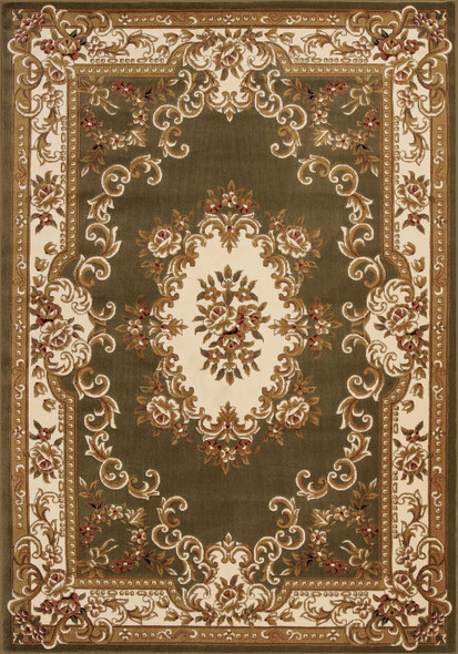 7' x 10'  Polypropylene Greenor Ivory Area Rug