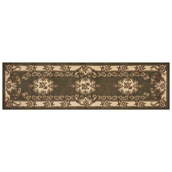 2' x 8' Green or Ivory Medallion Runner Rug