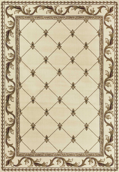 3'x5' Ivory Machine Woven Hand Carved Fleur De Lis Indoor Area Rug