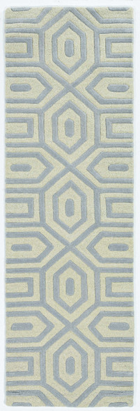 8' Grey Hand Tufted Geometric Indoor Runner Rug