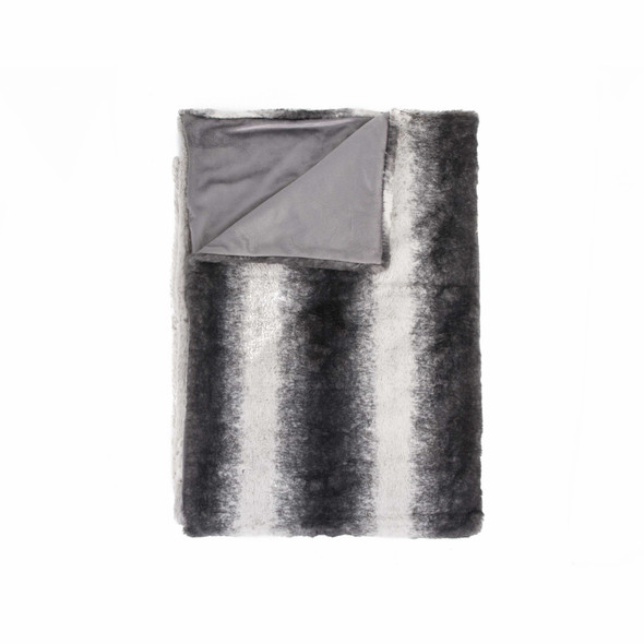 50" x 60" Irving Charcoal White Fur   Throw