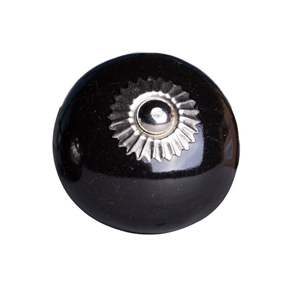 1.5" x 1.5" x 1.5" Ceramic Metal Black 12 Pack Knob