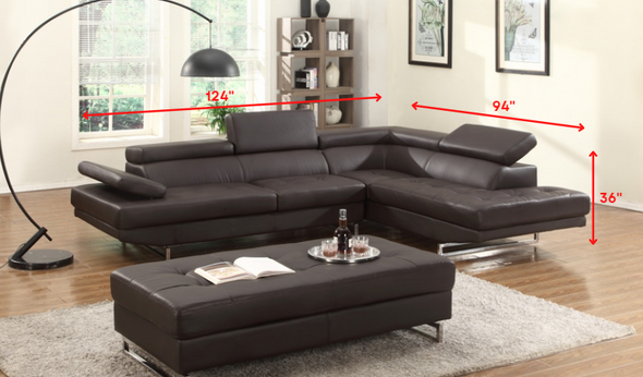 124" X 94" X 36" Brown Sectional RAF