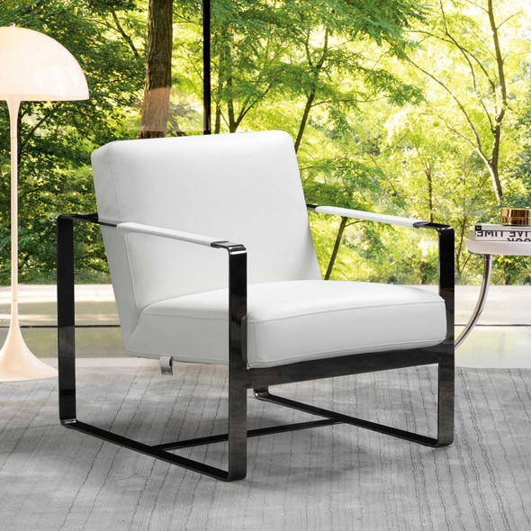 28" X 35" X 31" White Leather Accent Chair