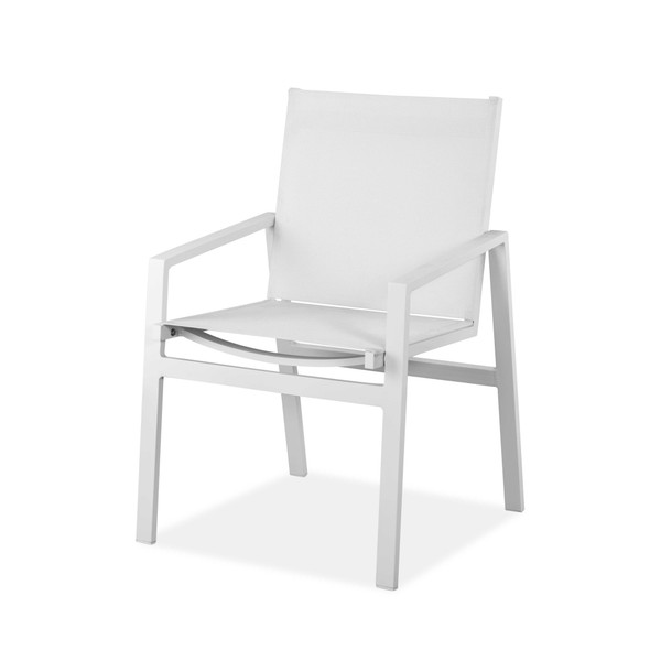 Set of 2 White Aluminum Dining Armed Chairs