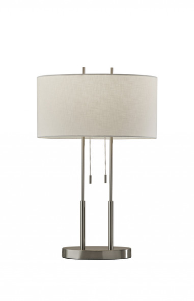 Brushed Steel Dual Pole Metal Table Lamp