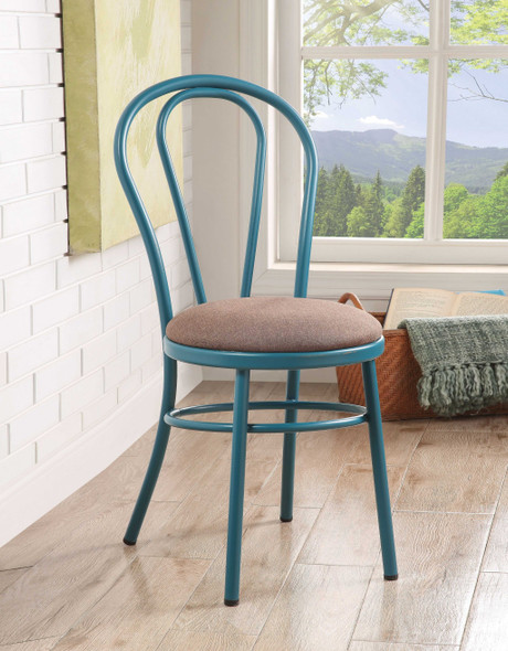 Set of 2 Restaurant Style Arch Back Teal and Taupe Dining Chairs