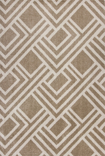 7'x10' Beige Machine Woven UV Treated Geometric Indoor Outdoor Area Rug