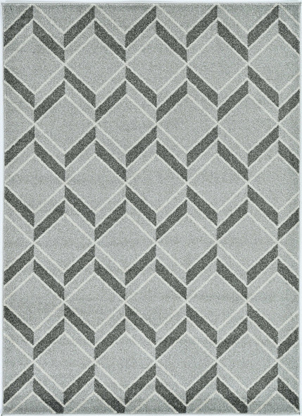 8'x11' Grey Machine Woven UV Treated Herringbone Illusion Indoor Outdoor Area Rug