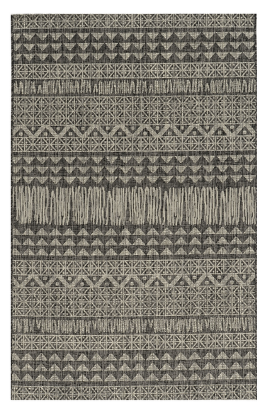 3'x4' Charcoal Machine Woven UV Treated Tribal Indoor Outdoor Accent Rug