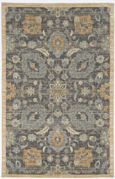 9'x13' Taupe Machine Woven Vintage Floral Traditional Indoor Area Rug