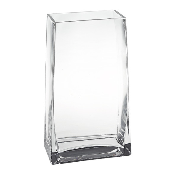 9" Clear Glass Rectangle Handmade Vase