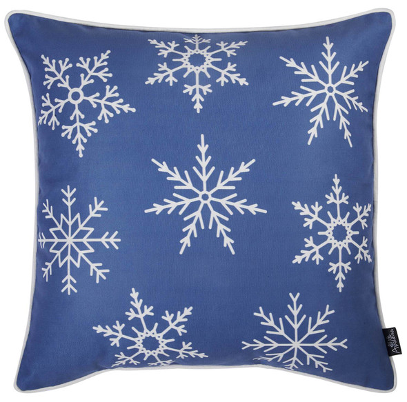 Set of 2 18" Christmas Snowflakes Throw Pillow Cover in Blue