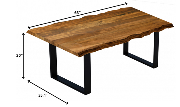 63" Modern Rustic Real Wood Live Edge Dining Table