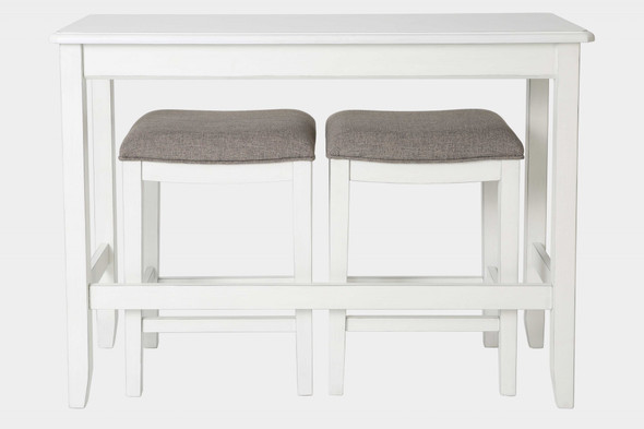 Perfecto White Finish Sofa table with Two Bar Stools