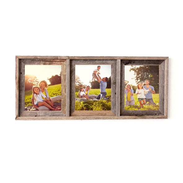 3  8x10 Rustic Weathered Grey Picture Frame with Plexiglass Holder