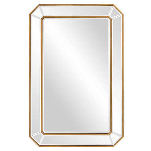 Recatngle Gold Leaf Mirror with Angled Corners Frame