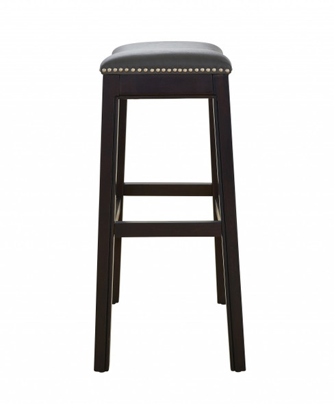 30" Espresso and Gray Saddle Style Counter Height Bar Stool