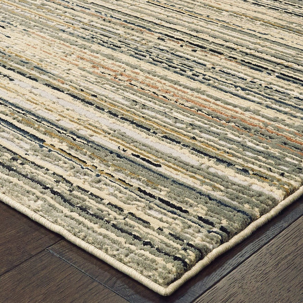 3' x 6' Ivory Sage Abtract Lines Indoor Area Rug