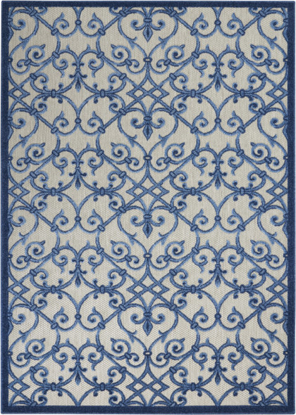 4 x 6 Gray and Blue Indoor Outdoor Area Rug