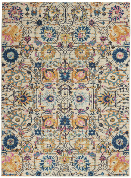 4 x 6 Ivory and Multicolor Floral Buds Area Rug