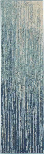 2 x 8 Navy and Light Blue Abstract Runner Rug