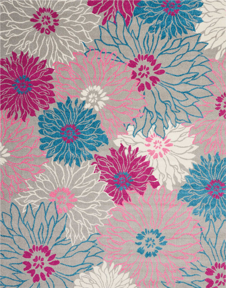 8 x 10 Gray and Pink Tropical Flower Area Rug