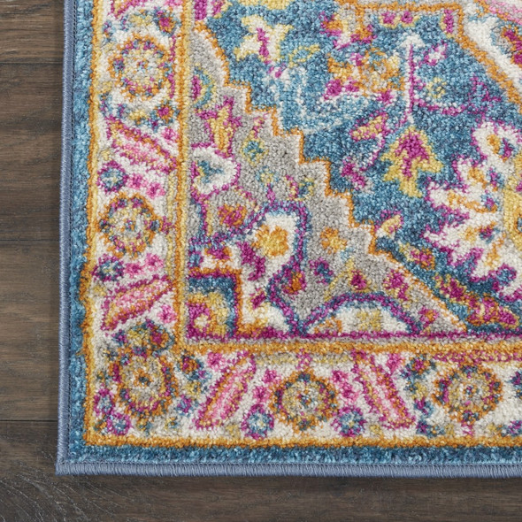 2 x 3 Teal and Pink Medallion Scatter Rug