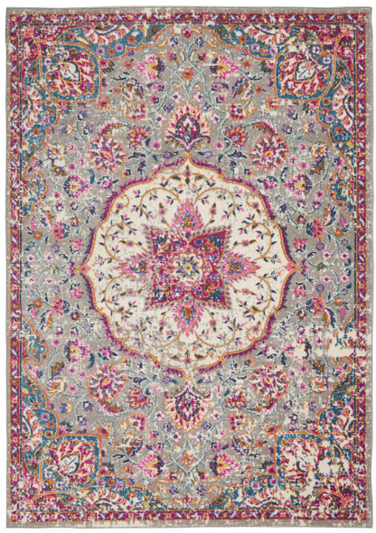 8 x 10 Gray and Pink Medallion Area Rug