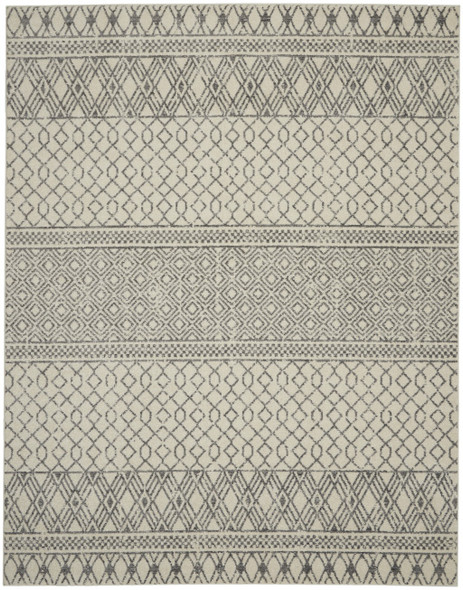 8 x 10 Ivory and Gray Geometric Area Rug