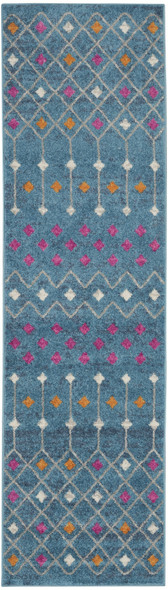 2 x 8 Blue Jewels Geometric Runner Rug