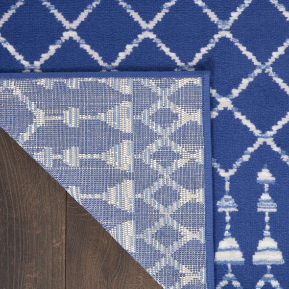 6 x 9 Navy Blue and Ivory Berber Pattern Area Rug